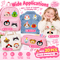 Patch brodé thermocollant et à coudre en gros, motifs animaux Kawaii (chat, chien, lapin, pingouin, chapeau de fête, ours, écouteurs)