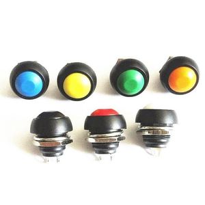 Interrupteur à bouton-poussoir rond étanche PBS-33B 12 mm |   Réinitialisation momentanée avec câbles |   pour Horn en rouge/noir/blanc - Product Image 1