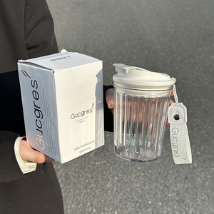 Hao Cai Portable Plastic Cup With Flip Lid Leak Proof Coffee Mug For Home Office Gift Use - Product Image 3