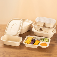 Boîte à lunch jetable écologique compostable et biodégradable Sumkoka, vaisselle en bagasse de canne à sucre et pulpe de papier