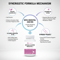 Complément d'inositol OEM, capsules de Myo-D-Chiro Inositol avec folate et vitamine D