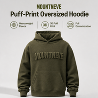 Sweat à capuche personnalisé pour homme avec impression en relief, logo 3D gaufré, molleton épais, épaules tombantes, coupe oversize, motif graphique olive, streetwear