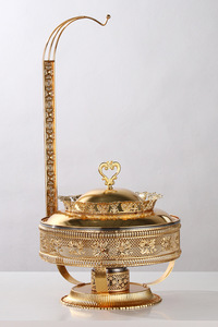 Chauffe-plats de luxe or en acier inoxydable de 8,0 L chauffe-plats de luxe Royal Pour buffet à couvercle à charnière suspendu pour usage domestique - Product Image 2