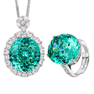 2026 new high-end jewelry copper gold-plated <b>simulation</b> Para green temperament pendant set main stone 18*20 - Product Image 5