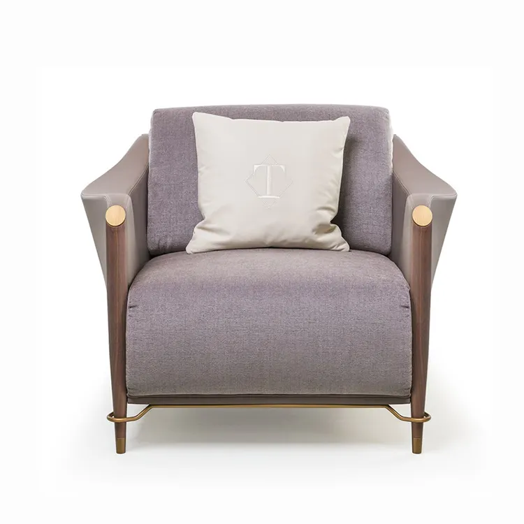 Furnitur rumah gaya Inggris antik, kursi berlengan Modern Lounge kursi tunggal Sofa Suede untuk ruang tamu