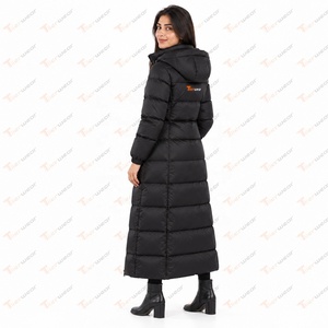 Tiierwear <b>Women</b> Black Hooded Long Quilted Down <b>Coat</b> <b>Winter</b> Windproof Puffer Jacket for <b>Women</b> - Product Image 5
