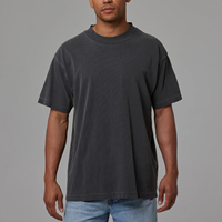 Kaos Mock Neck Pria Oversized Relaxed Fit 100% Katun Jersey Tebal Kaos Custom Logo Longgar Streetwear untuk Pria