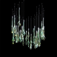 Lustre de plafond en verre de luxe moderne décoration d'escalier de salle à manger suspension LED lampe suspendue salon
