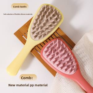 Peigne à coussin d'air en silicone double usage, manche long, pour hommes et femmes, massage du cuir chevelu et des méridiens, peigne pour laver les cheveux, brosses de bain pour cheveux secs et mouillés, usage domestique - Product Image 5