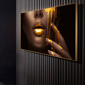 <span class=keywords><strong>Peinture</strong></span> sur toile HD de luxe <span class=keywords><strong>moderne</strong></span> pour salon, grande décoration murale pour la maison, murale liquide dorée de <span class=keywords><strong>femme</strong></span>, imperméable - Product Image 1