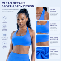 Soutiens-gorge de sport sans coutures pour femmes, col halter, anti-choc, décolleté en U, dos élégant, maintien élevé, pour fitness et yoga
