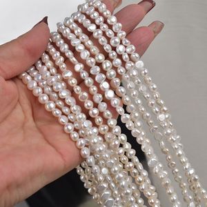 Nuevo Producto, Perlas de Agua Dulce Naturales Barrocas, Hechas a Mano, de 5-6 mm, Color Blanco Brillante, con Doble Cara Brillante, para Manualidades - Product Image 1