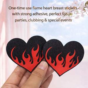 Copricapezzoli Adesivi Usa e Getta con Design a Cuore Fiammeggiante, Traspiranti, Comodi, Delicati sulla Pelle, Invisibili e Stampati - Product Image 2