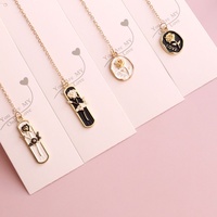 Alliage noir et blanc Rose pendentif Journal signet Page Clip étudiant métal lecture trombone