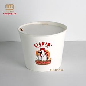 Cubeta de Papel Kraft Blanca para Pollo Frito KFC de 85oz/150oz con Tapa de Papel e Impresión de su Propio Logotipo - Product Image 4