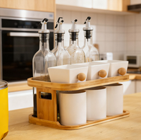 Étagère à épices en bois à 2 niveaux, grande capacité, pour comptoir de cuisine et salle de bain, rangement de cosmétiques, coffret cadeau