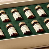 Boîte rigide personnalisée avec couvercle et base blancs pour flacons de peptides, 12 flacons, logo estampé en feuille d'argent avec éponge