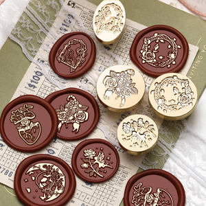 Sello de Cera de la Serie Rose Garden, Diseño de Flor de Rosa, Grabado en Cobre y Latón para Decoración - Product Image 3