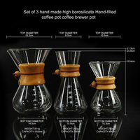 Ensemble de 5 casseroles entièrement fabriquées à la main, bordure en Borosilicate, remplie à la main, cafetière, cafetière