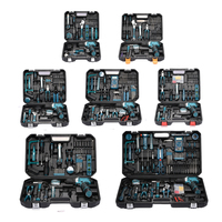Kit Combiné Outils Électriques Sans Fil Perceuse Visseuse Clé à Molette Coffret Boîte à Outils Jeu d'Outils Complet