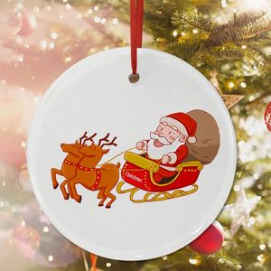 Sublimation White Round <b>Glass</b> <b>Ornament</b> Blanks Custom Christmas Tree Clear Crystal Pendants 90X3mm Hanging - Product Image 1
