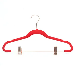 Premium Space Saving Slim Non Slip Suit Clothes Velvet Hangers With Rose Gold Clips