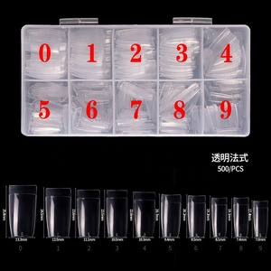 500 Pièces/Boîte Capsules d'Ongles en Acrylique Transparentes Faux Ongles Artificiels Demi-Couverture Française <span class=keywords><strong>Manucure</strong></span> Complète Faux - Product Image 3