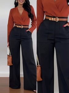 <span class=keywords><strong>Pantaloni</strong></span> da <span class=keywords><strong>Donna</strong></span> a Vita Alta e Gamba Larga, Eleganti <span class=keywords><strong>Pantaloni</strong></span> da Ufficio, Tinta Unita con Cintura, Vestibilità Slim, Tessuto Elasticizzato, Personalizzazione OEM Accettata - Product Image 6