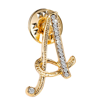 Broche 3D personnalisée avec initiale, sans nickel, pour cravate, cadeaux personnalisés pour filles, femmes, hommes, garçons, or
