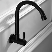 Robinet de cuisine en nickel brossé en acier inoxydable 304 noir robinet d'évier de cuisine mural eau froide