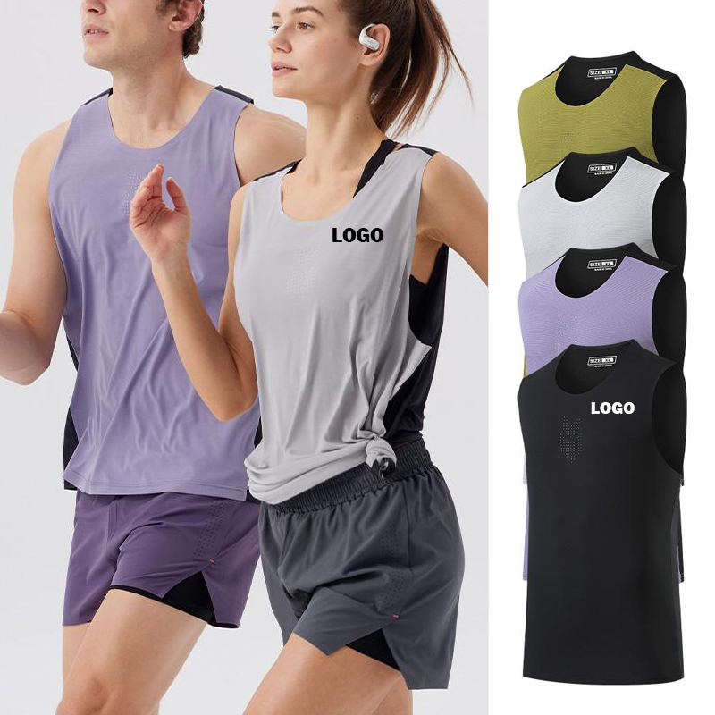 Seamless Laminated Vest Men's and Women's Sports Tops, Sports Vest Sleeveless Loose Fit, Exercise, Fitness, Yoga, Running