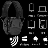 Protège-oreilles Bluetooth rechargeables à réduction de bruit 27 dB NRR, protection auditive sans fil avec fonction d'appel mains libres