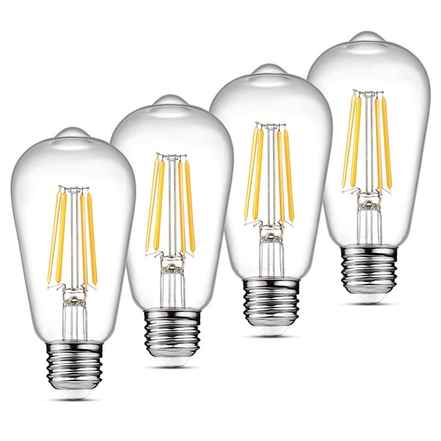 Edison LED Filament Bulb E27 Screw Retro American Transparent Glass Lighting Energy-Saving Tungsten Lamp for Residential Use AC