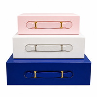Boîte cadeau en papier pliable avec poignée en PU et fermeture magnétique, en stock, emballage cadeau cosmétique en carton pliable en une seule pièce