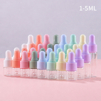 Vente en gros de mini flacons compte-gouttes en verre vides de 1 ml, 2 ml, 3 ml, 5 ml, avec bouchon couleur macaron pastel