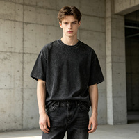 T-shirt unisexe surdimensionné en coton vintage délavé à l'acide, 230g, avec logo personnalisé, épaules tombantes, vente en gros