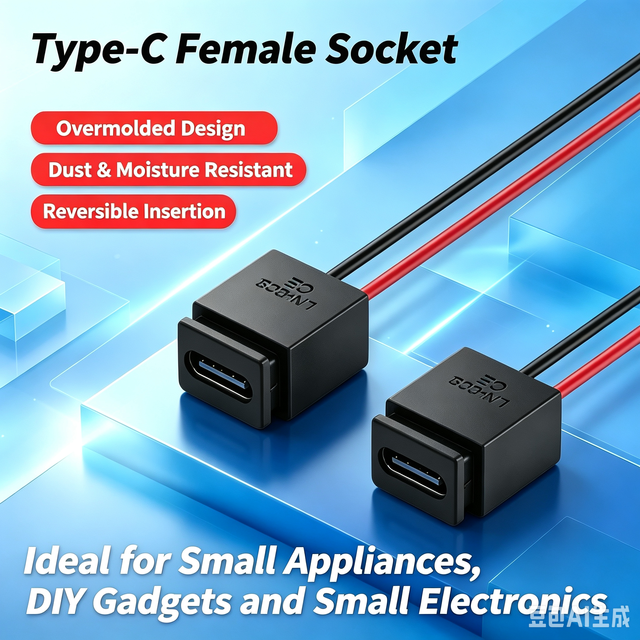 LN-009 USB-C 2Pin 15CM TYPE-C Charging Jack With Wire, Low Voltage Power Interface for Smart Toy Modification