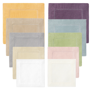 Set di Tovaglioli da Cocktail in <span class=keywords><strong>Lino</strong></span> Colorato con Orlo a Punto Smirne, Sottobicchieri Usa e Getta, Decorazioni per Matrimoni e Feste, Regalo Personalizzato, Tovagliette - Product Image 1