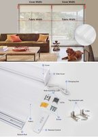 Persianas Shangri-La Motorizadas Eléctricas Becausewin con Material de Poliéster, Diseño Liso, Integradas para Ventanas y Hoteles
