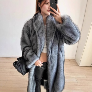 Cappotto <span class=keywords><strong>Trench</strong></span> Vintage Lungo e Spesso da <span class=keywords><strong>Donna</strong></span>, Eco-Friendly, Taglie Forti, 100% Poliestere, Pelliccia Sintetica, Nuovo Stile, Top di Gamma - Product Image 3