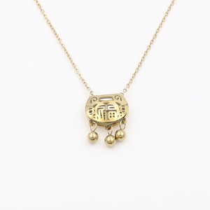 Ethnic Style Hollowed Out Fu Character Peace Lock Necklace Gold Rose Gold Stainless Steel Clavicle Chain Gift For Women - Product Image 5