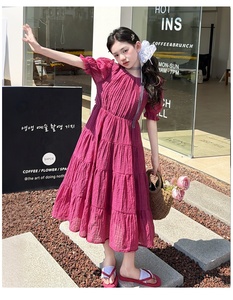 Robe de <span class=keywords><strong>princesse</strong></span> à manches bouffantes pour filles, avec nœud et grand ourlet, longue robe d'été pour grandes filles - Product Image 1