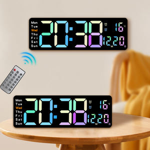 Decoración del hogar para sala <span class=keywords><strong>de</strong></span> estar, fecha <span class=keywords><strong>de</strong></span> día electrónica gigante, hora Dual, Control remoto <span class=keywords><strong>de</strong></span> temperatura <span class=keywords><strong>de</strong></span> <span class=keywords><strong>pared</strong></span>, <span class=keywords><strong>reloj</strong></span> <span class=keywords><strong>de</strong></span> <span class=keywords><strong>pared</strong></span> con alarma <span class=keywords><strong>Digital</strong></span> Led grande - Product Image 4