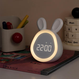 Dessin animé <span class=keywords><strong>lapin</strong></span> <span class=keywords><strong>réveil</strong></span> lumière LED ABS enfant horloge USB alimenté sommeil chambre décor horloge - Product Image 5