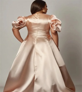Abito da ballo champagne taglie forti con strascico e scollo a V, abito da sera africano taglie forti Aso Ebi, personalizzabile per compleanno o occasioni formali - Product Image 2