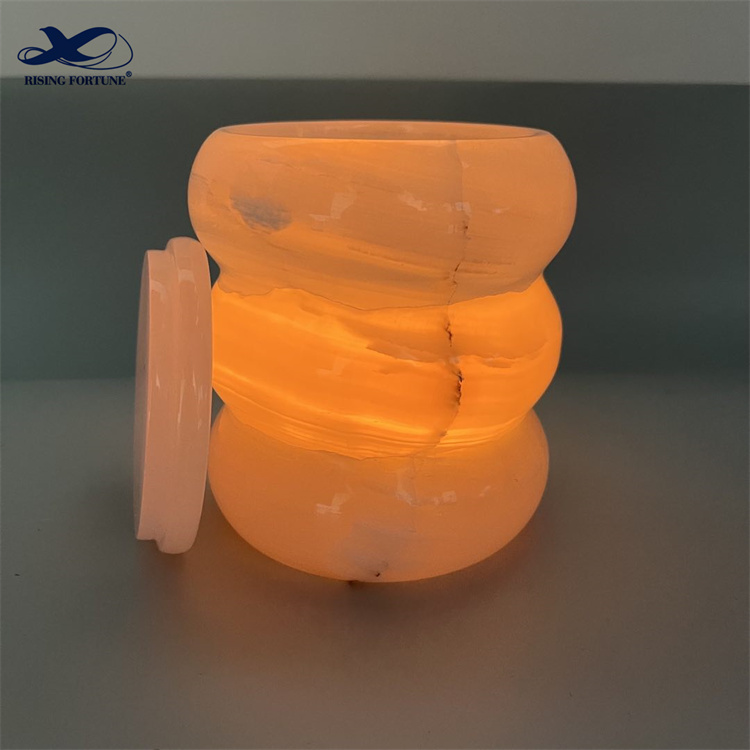 tarro de vela de ónix blanco