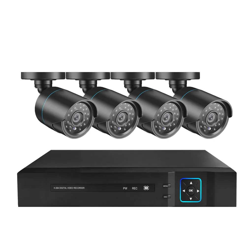 4CH Video Surveillance Kit 1080P CCTV System 2.0MP IR Night Vision Indoor Outdoor AHD Camera Waterproof Outdoor Analog Camera