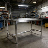Banc de travail en acier inoxydable Zhong Nuo ZN-GZT-003 201/304 avec roulettes verrouillables, table de rangement à double niveau pour cantine et cuisine