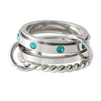 Ensemble de bagues connectées multi-liens pour femme, plaqué or, avec zircone cubique, élégant et délicat, pour la fête des mères et les mariages
