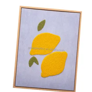 EAGLEGIFTS Living Room Sofa Backdrop Wall Entrance Decorative Warm Wall Art 3D Cute Lemon Embroidery Pictures Designs